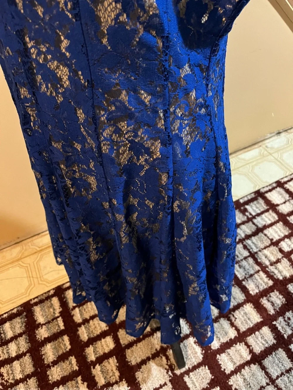 Danny & Nicole Navy Lace Midi Fit-and-Flare Dress - Picture 4 of 8